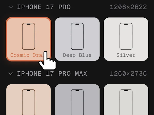 Pick a device frame and color